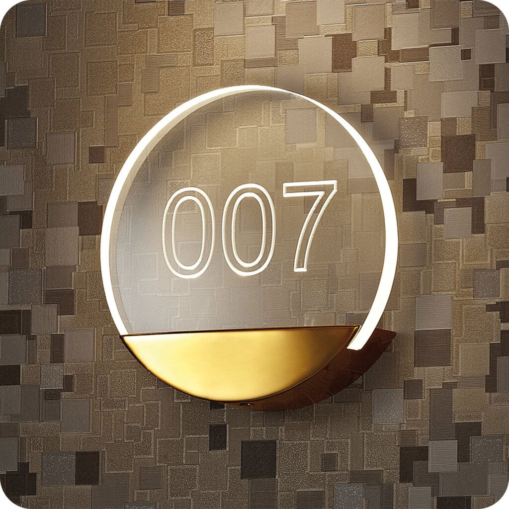 Pinta-asennettava Hotellivalaisin 491603 huonenumerolla.