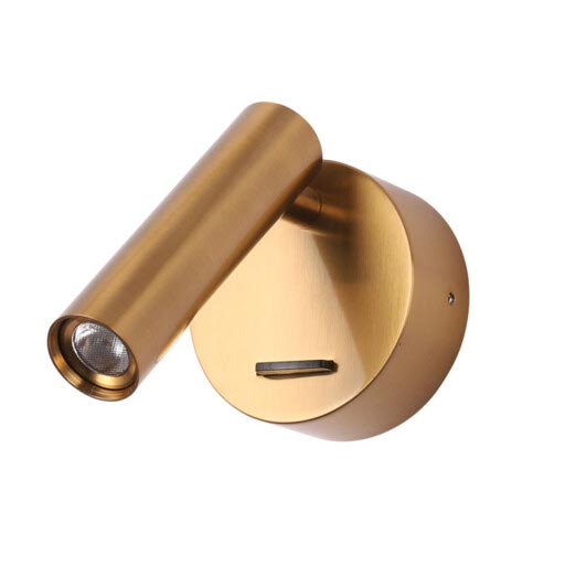 Harjatun messingin värinen pinta-asennettava Hotellivalaisin 49502. Valaisimessa kiinteä 3 W LED.