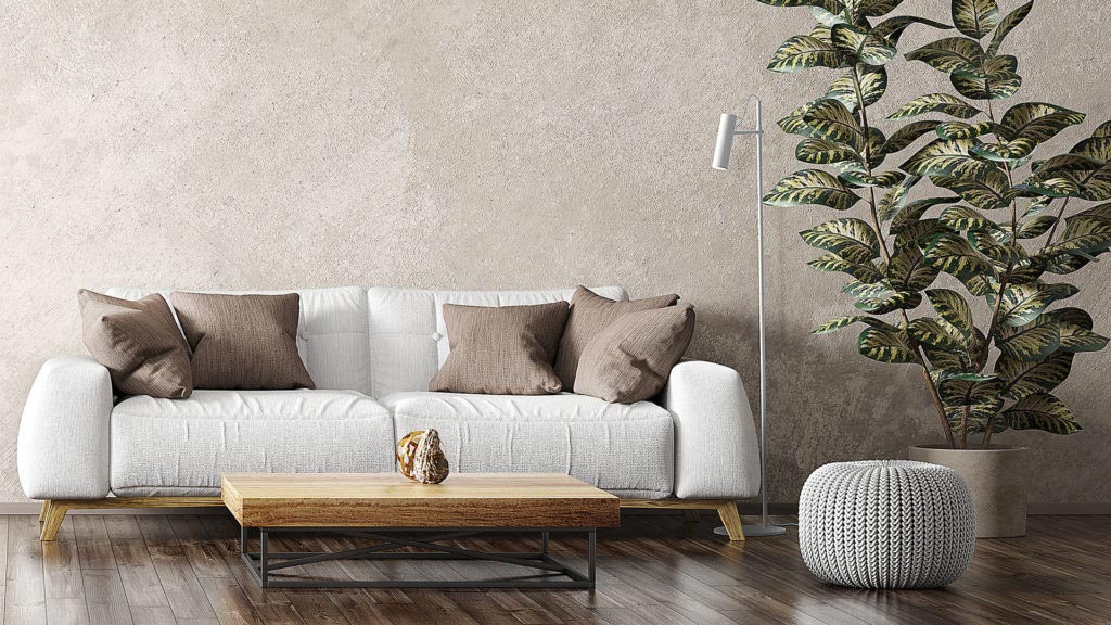 minimalistinen jalkalamppu sohvan vieressä lukemiseen