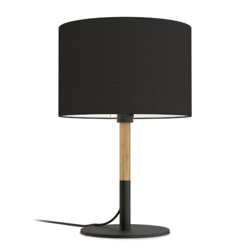 Musta Haag-pöytälamppu yhdistää skaninaavisen puukuvioinnin ja tumman arvokkaan pinnan