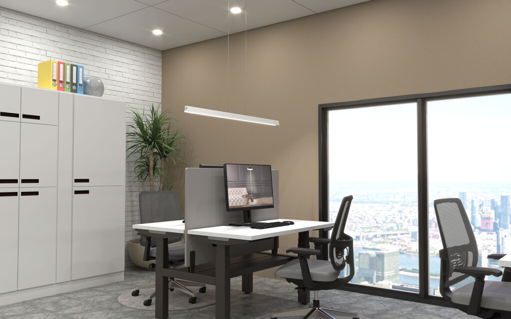 Huomaamaton Office LED -riippuvalaisin pöydän yllä
